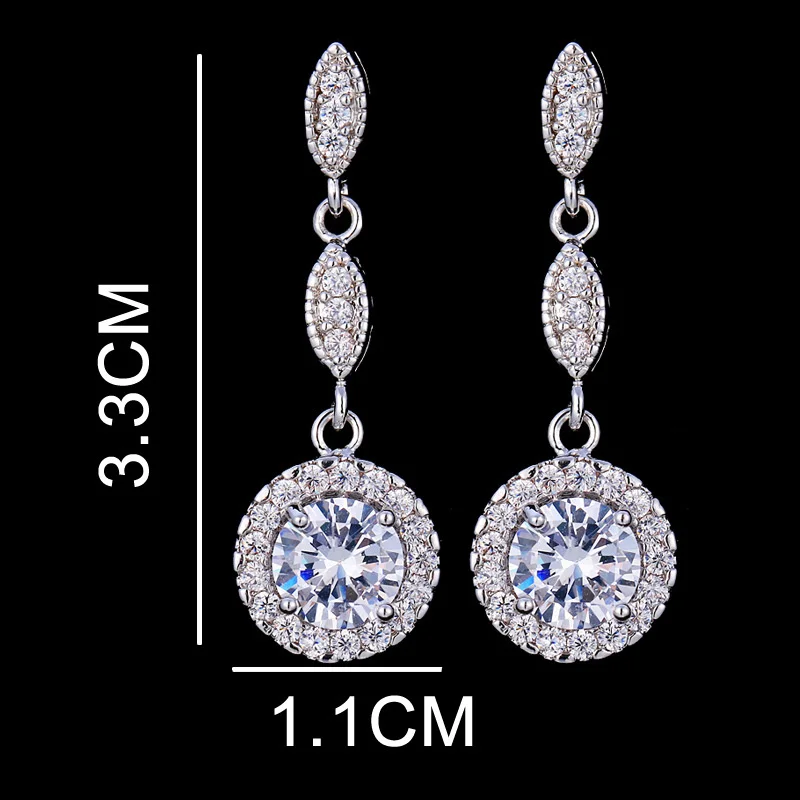 

Ekopdee Vintage Temperament Round Cubic Zirconia Dangle Earrings for Women Zircon Drop Earrings Female Fashion Statement 2021