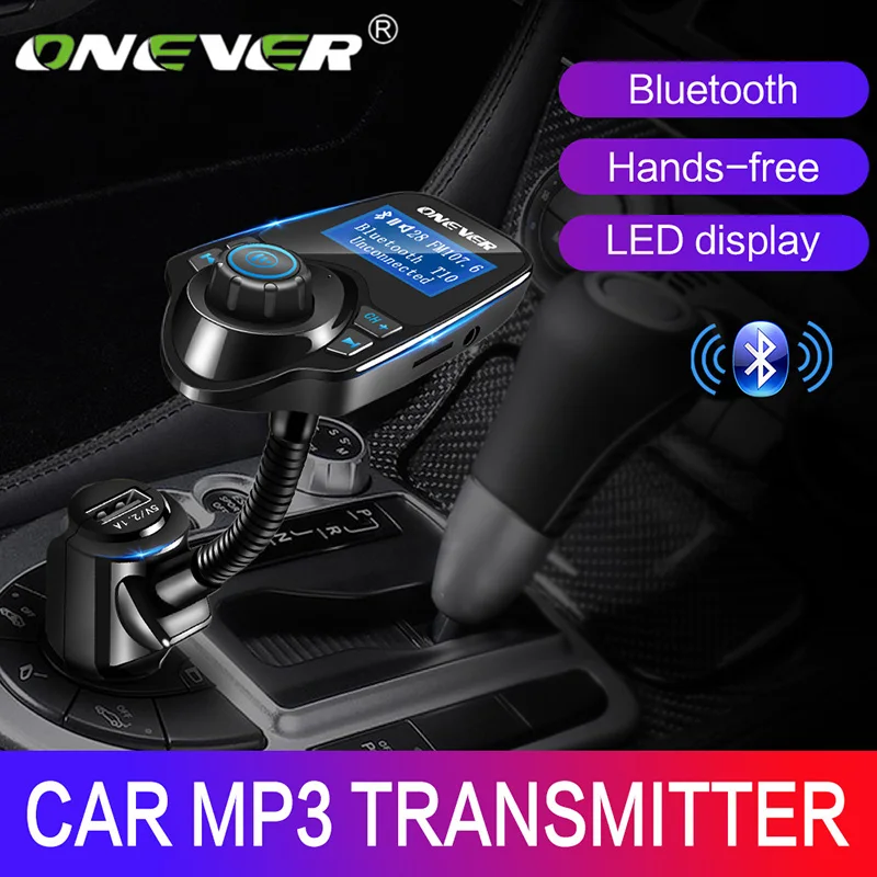 ONEVER fm-передатчик Беспроводной Bluetooth FM модулятор громкой связи car kit MP3 аудио плеер USB Автомобильное Зарядное устройство с ЖК-дисплей Дисплей