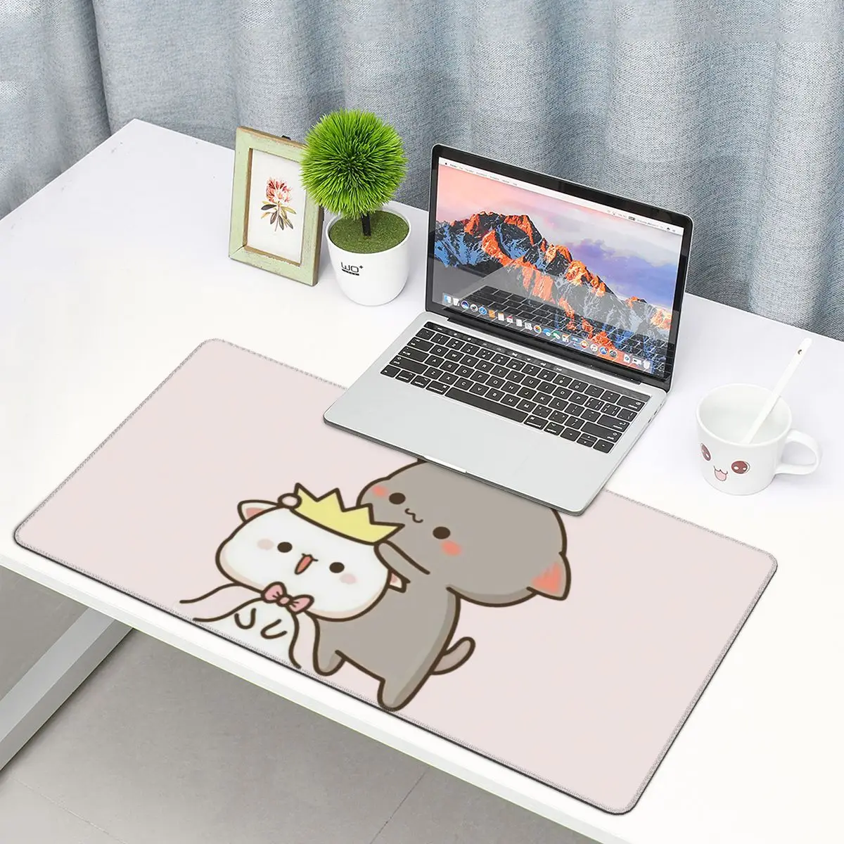 

Peach And Goma Mochi Cat PC Mouse Mat Mousepad Cute Bear Mocha XXL Gaming Printing Computer Mouse pad