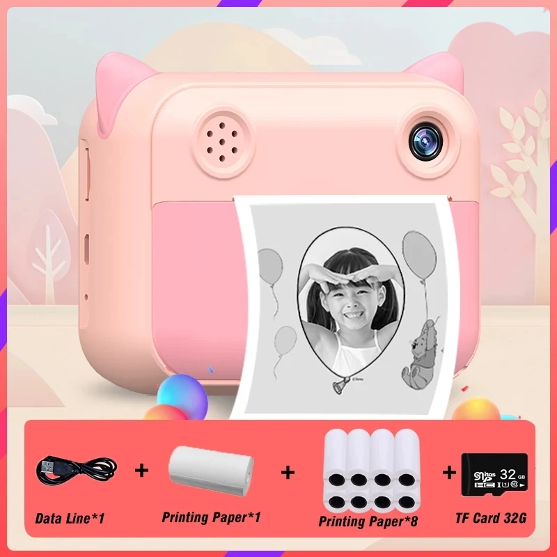 

New Children's printing camera Instant Print For Children 1080P HD Digital Camera With Photo Paper Child Toy For Birthday Gift
