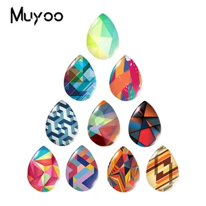 Новинка 2020 Красочный геометрический Кабошон из стекла с абстрактным геометрическим рисунком ручной работы