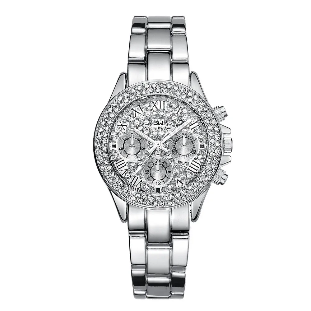 Женские Роскошные модные стальные часы мужские хрустальные стразы Reloj женские