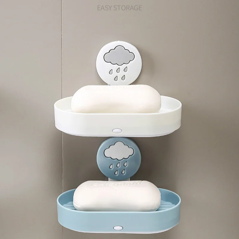 

Двойной Слои мыло стеллаж для выставки товаров Ванная комната дренаж для мыла коробка присоска мыло вешалка для полотенец настенная полка-...