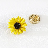 cute little yellow daisy brooches for women cardigan anti exposure buckle flower enamel pins men badge fixed clothes accessories