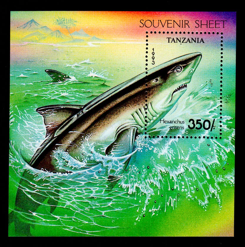 

1 лист, новая бита Танзании, 1993, сувенир в виде акулы, фотография