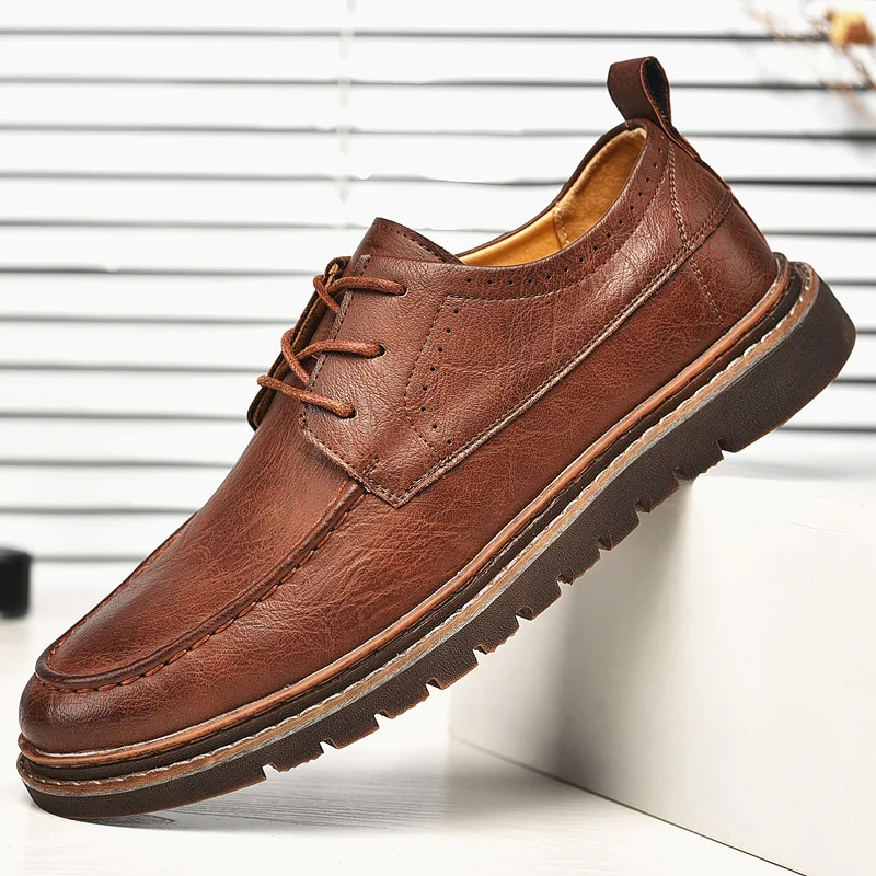 

Men Oxfords Leather Dress Shoes Brogue Lace Up Mens Casual Shoes Brand Moccasins Mens Loafers Business Office Oxford Shoes Man