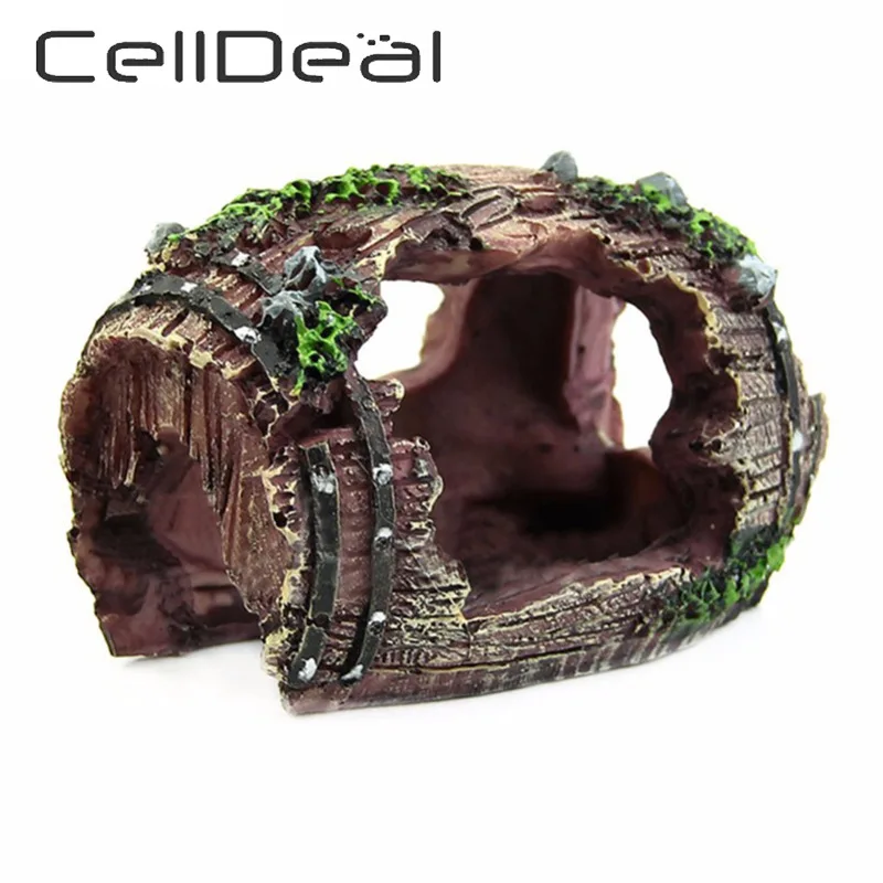 

Cave Retro Fish Tank Simulation Background Small Fish Shrimp Resin Ornament Artificial Barrel Aquarium Accessories Decoration