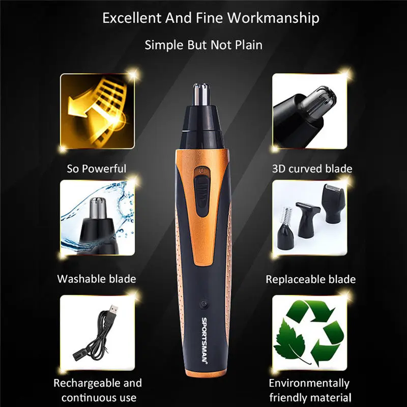 4 в 1 портативный Перезаряжаемый триммер для носа ушей беспроводной мужской