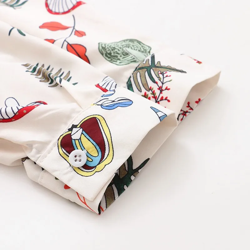 Женские хлопковые длинные рубашки с винтажным цветочным принтом рубашка