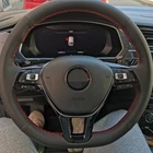 Рука сшитый на нескользящей подошве из искусственной кожи чехол рулевого колеса автомобиля для Volkswagen Golf 7 Mk7 нового Polo Passat B8