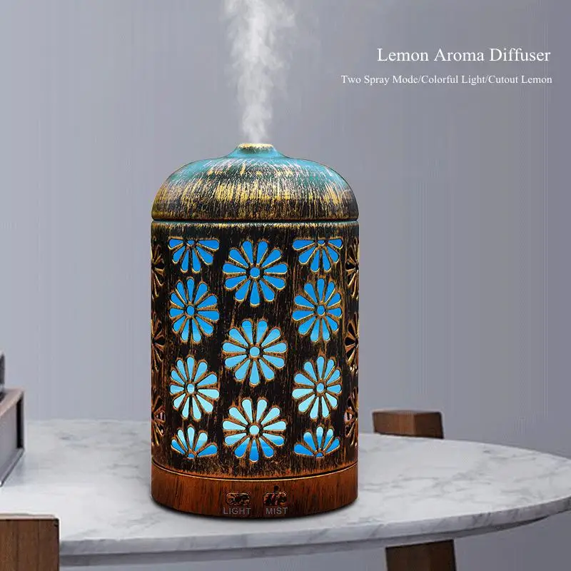

Creative Iron Aroma Essential Oil Diffuer Aromatherapy Soothing Lamp Ultrasonic Fogger LED Light SPA for Home Air Humidifier
