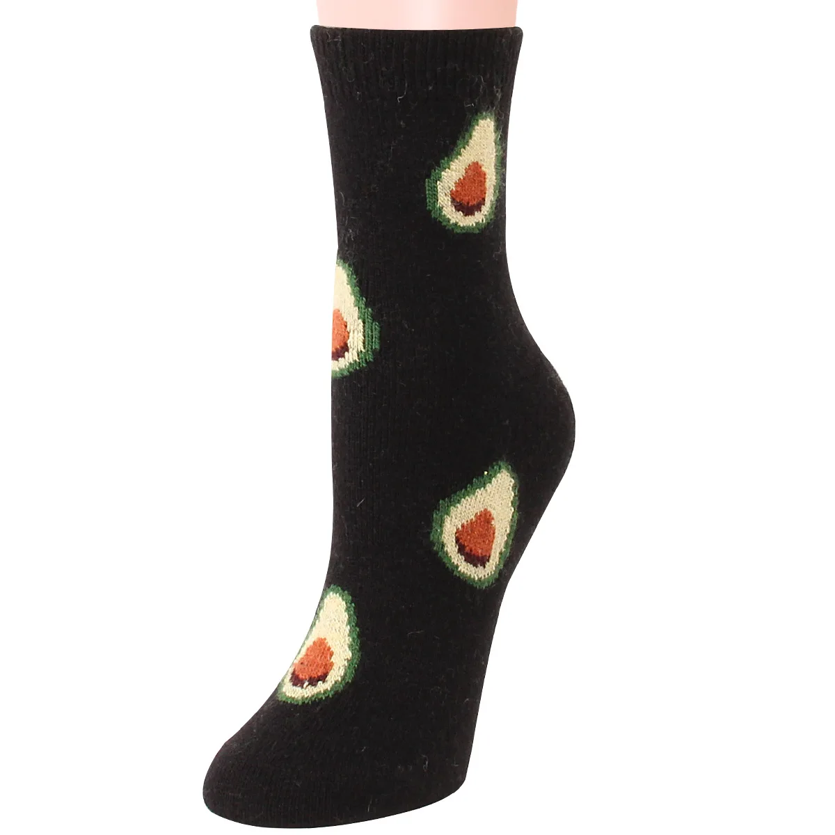 12 Pairs Thermal Wool Socks Avocado Pattern Middle Tube Funny Women Socks Novelty Cozy Thick Warm Soft Crew Casual Socks