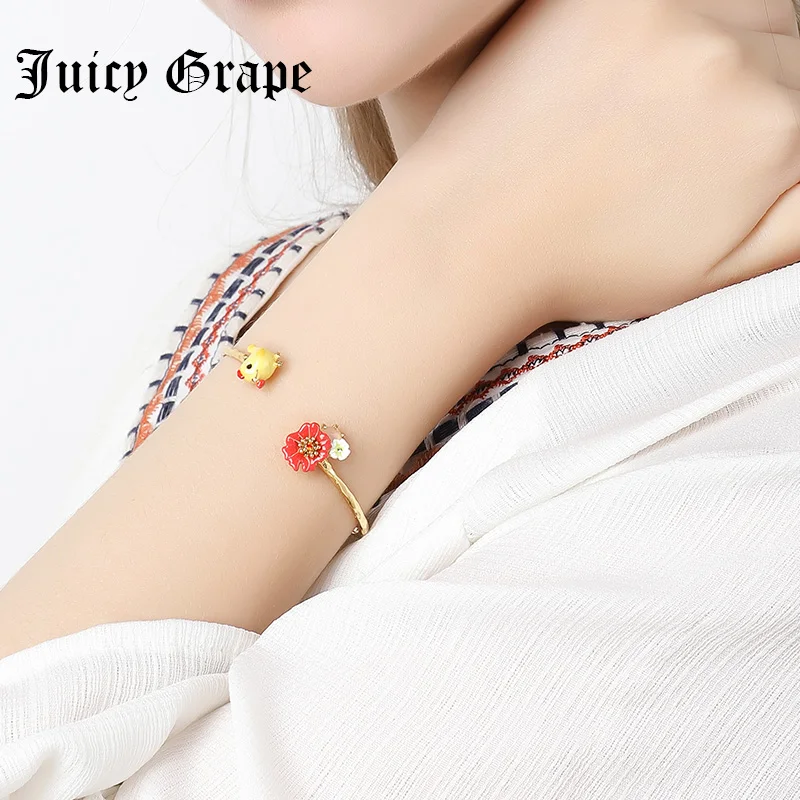 

Juicy Grape Small yellow chicken flower bracelet women jewelry cute opening Jingtai blue bracelet ancient trend