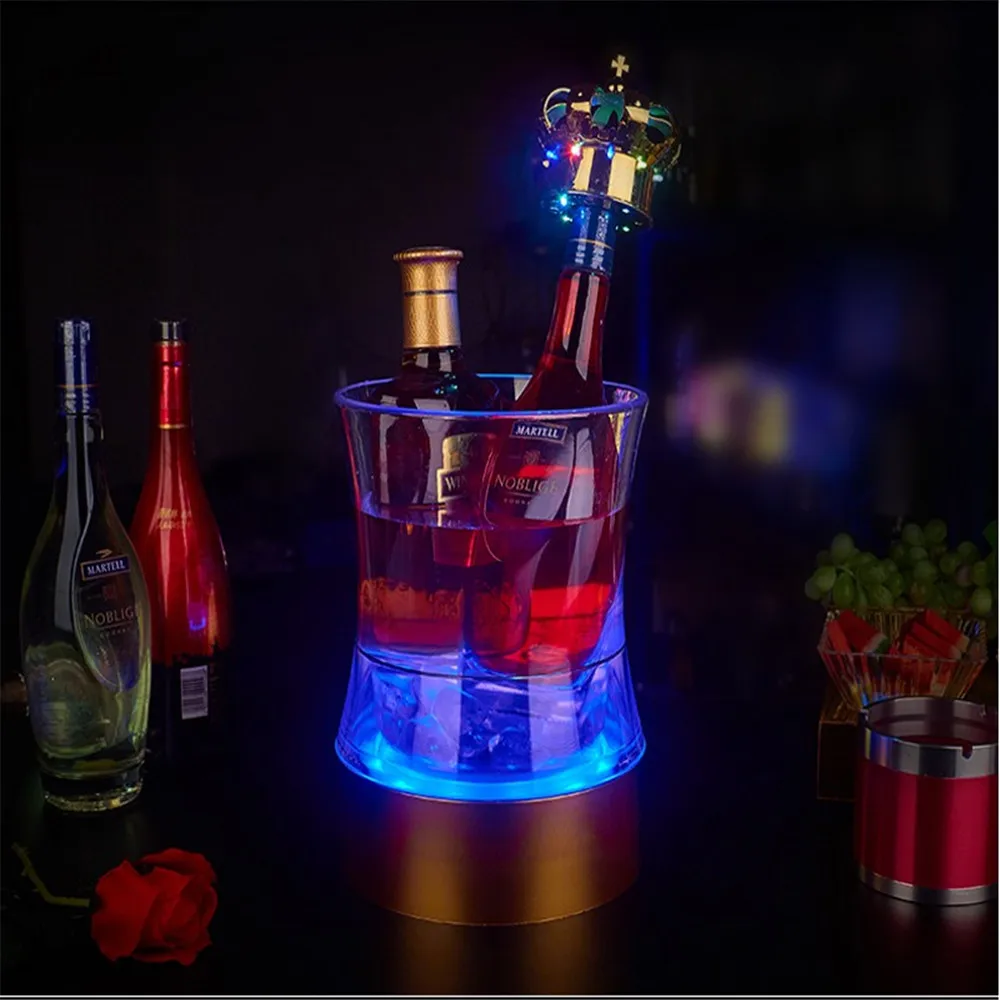 

Новое перезаряжаемое ведро для вина, льда со светодиодный Ной RGB подсветкой, охладитель льда для шампанского, вина, напитков, пива, бара, праз...