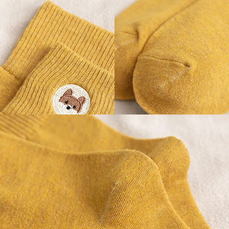 

1Pair 2020 Creative Embroidered Dogs Socks Women Cute Kawaii Cartoon Breathable Cotton Short Socks Girls Casual Skateboard Socks