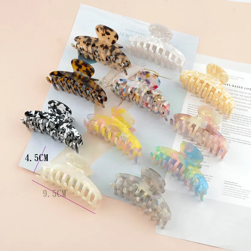 

Acetate Large Hair Claw Clips Crab Barrette Acrylic Marbling Tortoiseshell Ponytail Holder Clamps Women Gilrs Hair Accessories