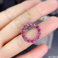 kjjeaxcmy fine jewelry 925 sterling silver natural garnet girl new lovely pendant necklace chain support test chinese style