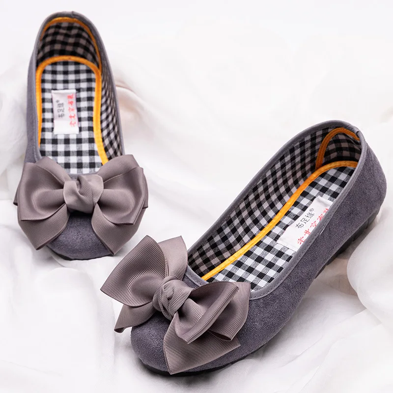 

2020 old Beijing cloth shoes single shoes Doudou shoes fashion bowknot head flat bottom soft bottom work shoes women