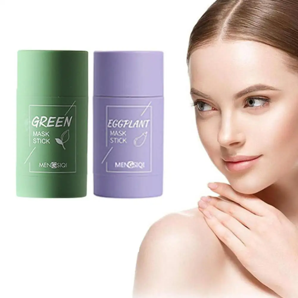 

Green Tea Mask Stick Oil Control Eggplant Acne Clearing Mask Mud Cleansing Blackhead Fine Pores Refreshing Soothing Repair