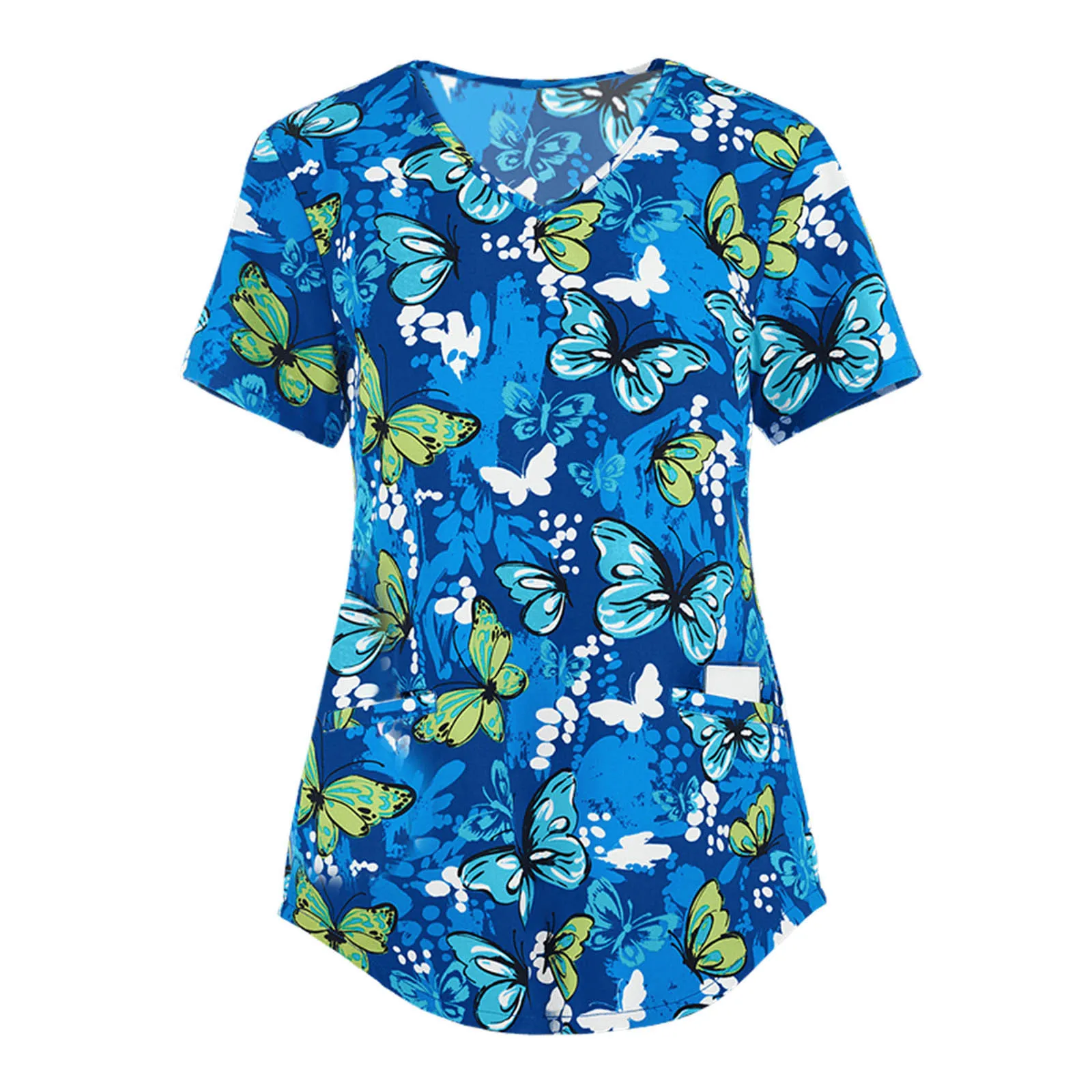 

Женская блузка с коротким рукавом, V-образным вырезом и принтом