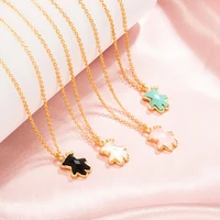 forviona original novel design gold color s925 zircon naughty bear pendant necklace fashion jewelry woman gift