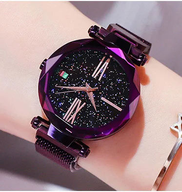 Женские часы со звездным небом стильные роскошные наручные цвета розового