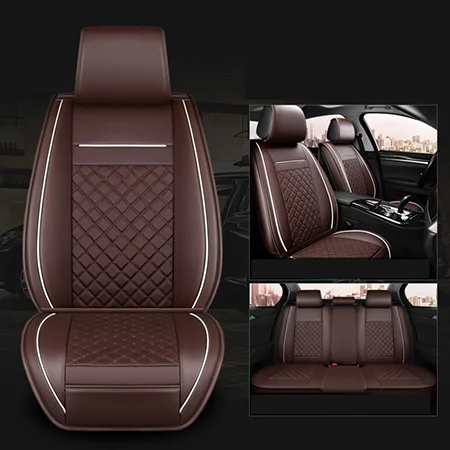Brown Standard Передняя+ задняя) Роскошный кожаный чехол для сиденья автомобиля 4 сезона для Citroen все модели c4 c5 c2 c3 DS слив авто - Название цвета: Brown Standard