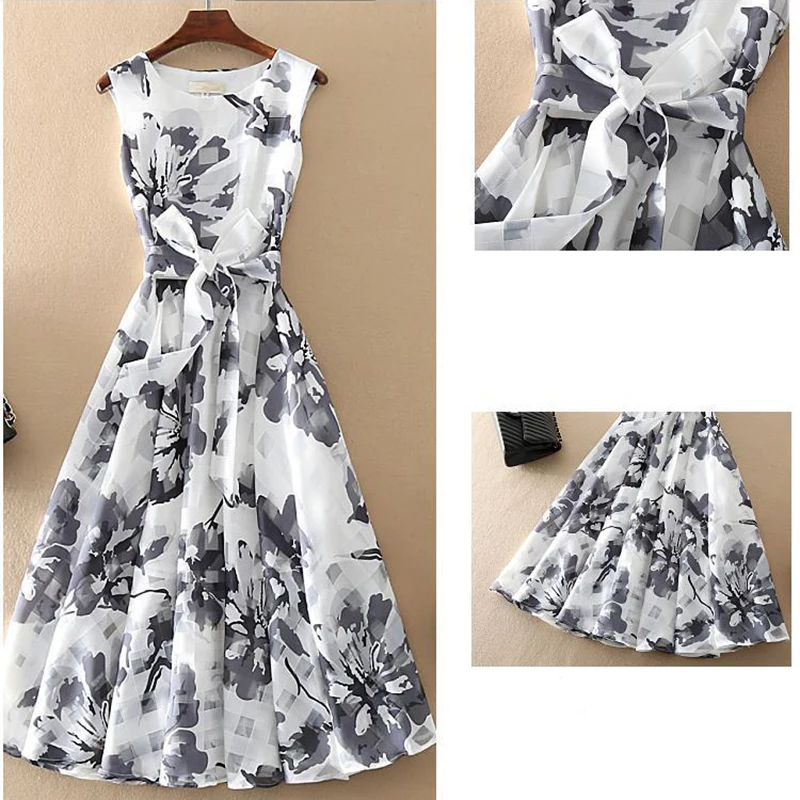 

Dress suit women's fashion 2021 summer new style Korean style bandage retro printed chiffon dress chiffon blouse two-piece suit