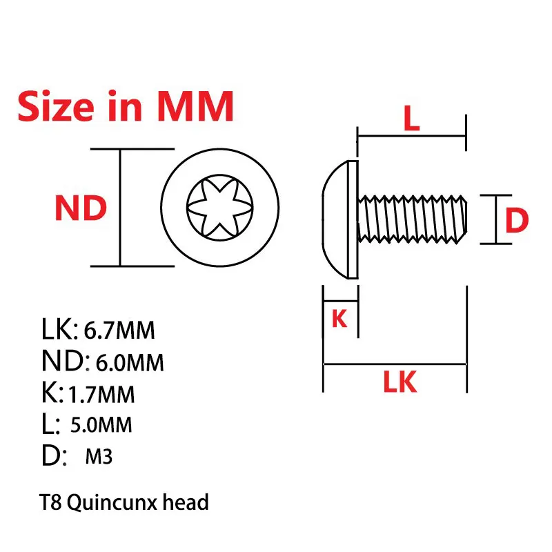 

4pieces Titanium Alloy Half Round Head Quincunx Screw M3 Folding Knife Handle Screw DIY Spindle Titanium Alloy Knife Screw