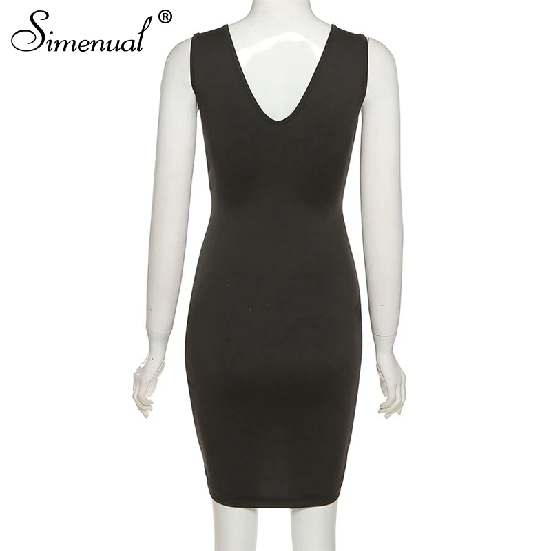 

Simenual Criss Cross Hollow Out Sexy Party Dresses Sleeveless Midnight Club Outfit For Women Bodycon Mini Tank Dress Summer Slim