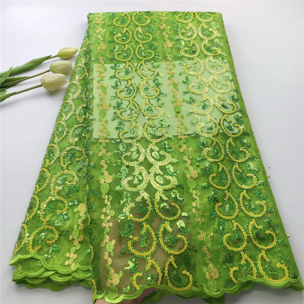 

Хорошее качество, африканская кружевная ткань из органзы, 5 ярдов, африканская сетка, тюль, кружевная ткань для женского вечернего платья, ...