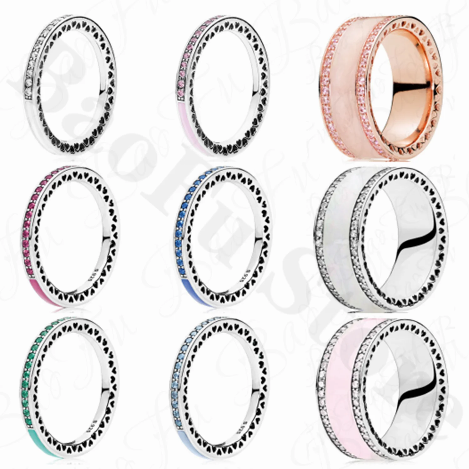 BaoFu 925 пробы Серебряное кольцо, многоцветное кольцо с эмалью и надписью Love Heart, подходит для оригинальных женских украшений
