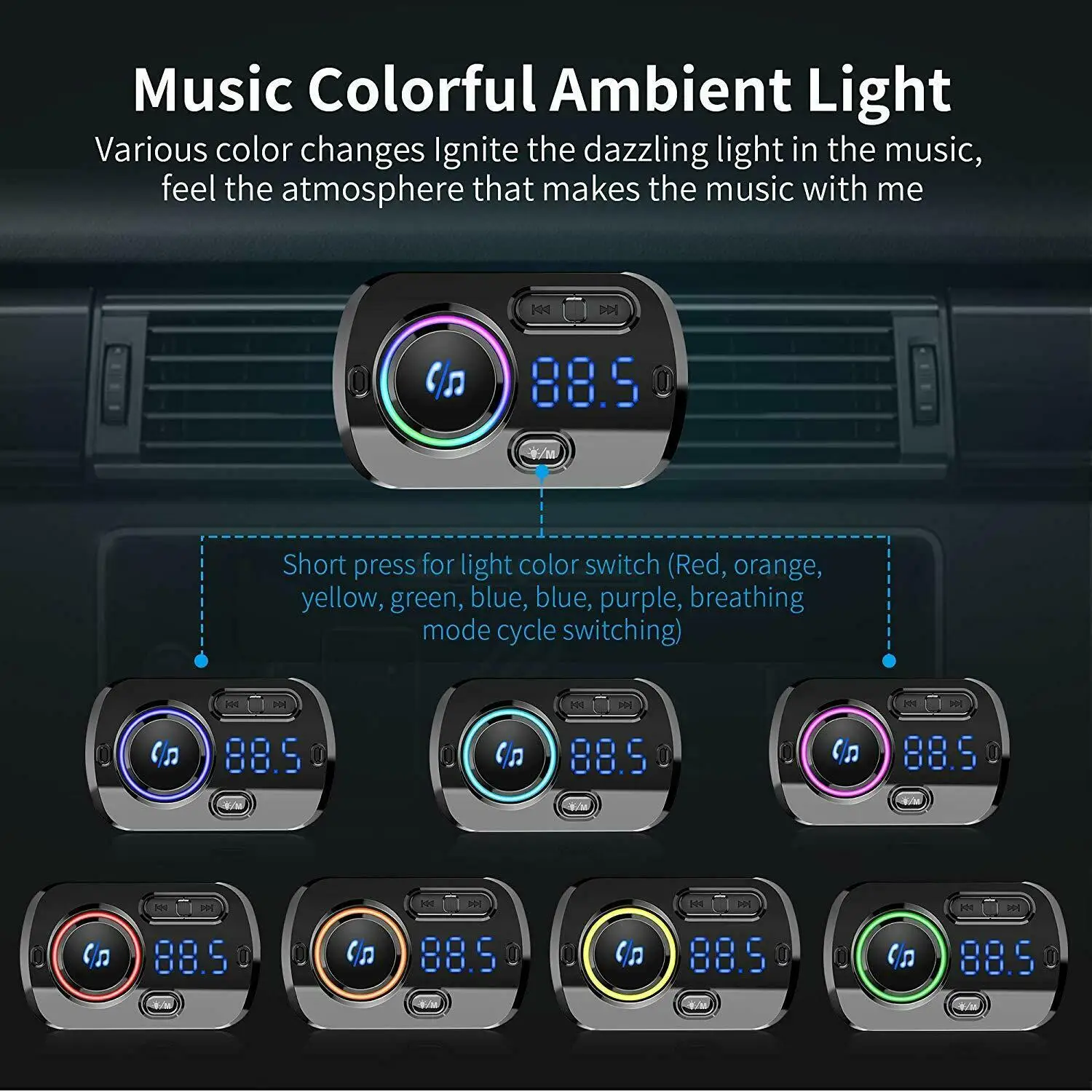 Беспроводной Bluetooth 5,0 Handsfree автомобильный комплект fm-передатчик MP3 плеер с QC3.0 Hifi воспроизведение музыки gps двойной USB зарядное устройство для Iphone