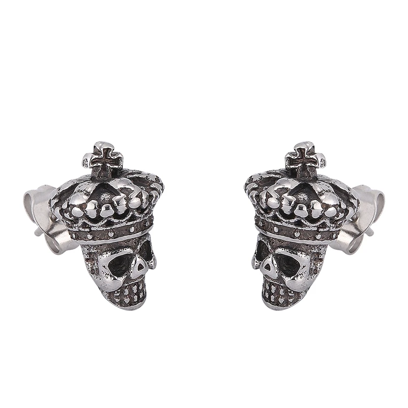 

Trendy Stainless Steel Crown Skull Stud Earrings for Women Gothic Punk Skeleton Ear Jewelry Accessories Party Gift SP0801