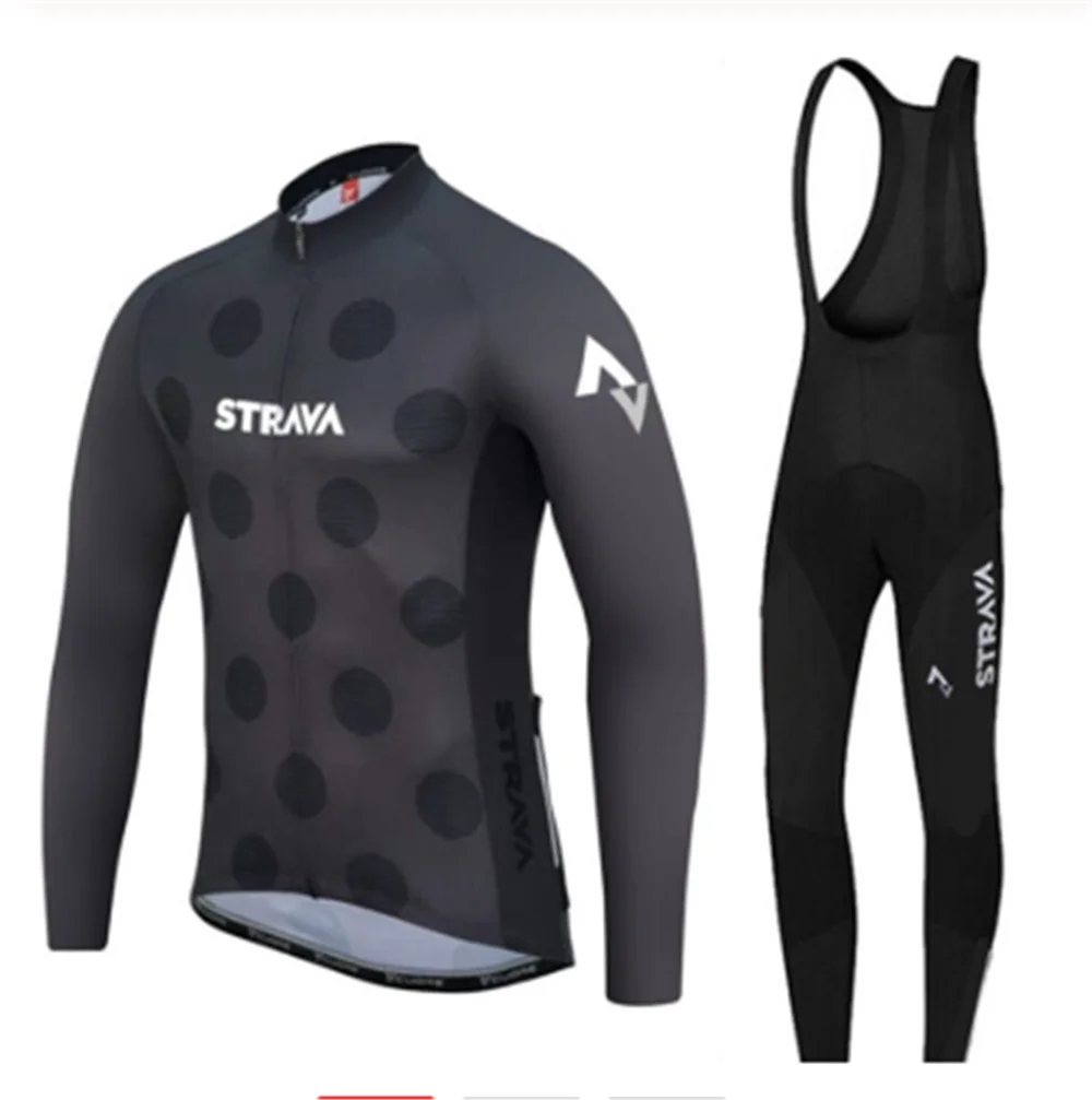 Зимний теплый флисовый 2021 трикотажный длинный комплект для велоспорта STRAVA