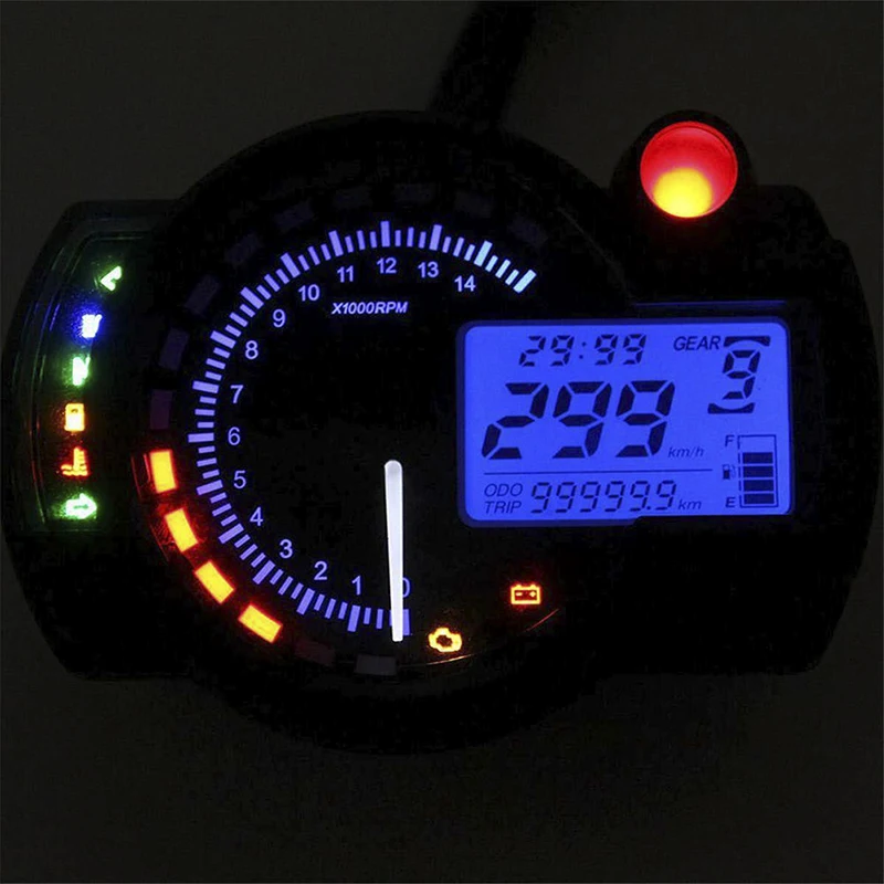 

15000rpm Motorcycle Universal LCD Digital Speedometer Tachometer Odometer Gauge