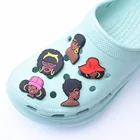 Высококачественные Женские Кроксы, талисманы, обувь из ПВХ, Бабочка, украшение, детский подарок, аксессуары, бриллианты, черная девушка, волшебная BLM пряжка