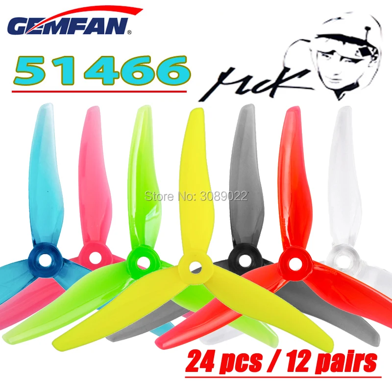 12 pair Mixed color 24 шт./12 пар Gemfan 51466 5 дюймов 3 лопасти/tri-blade пропеллер реквизит CW CCW бесщеточный двигатель FPV Пропеллер для FPV гоночный Дрон - Цвет: 12 pair Mixed color