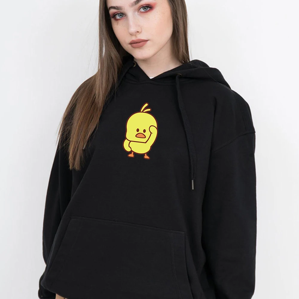 

Yellow Chick Graphics Print Korean Style Hoodies Women Kawaii Sweatshirt Harajuku Streetwear Winter Friends Hoody Ladies