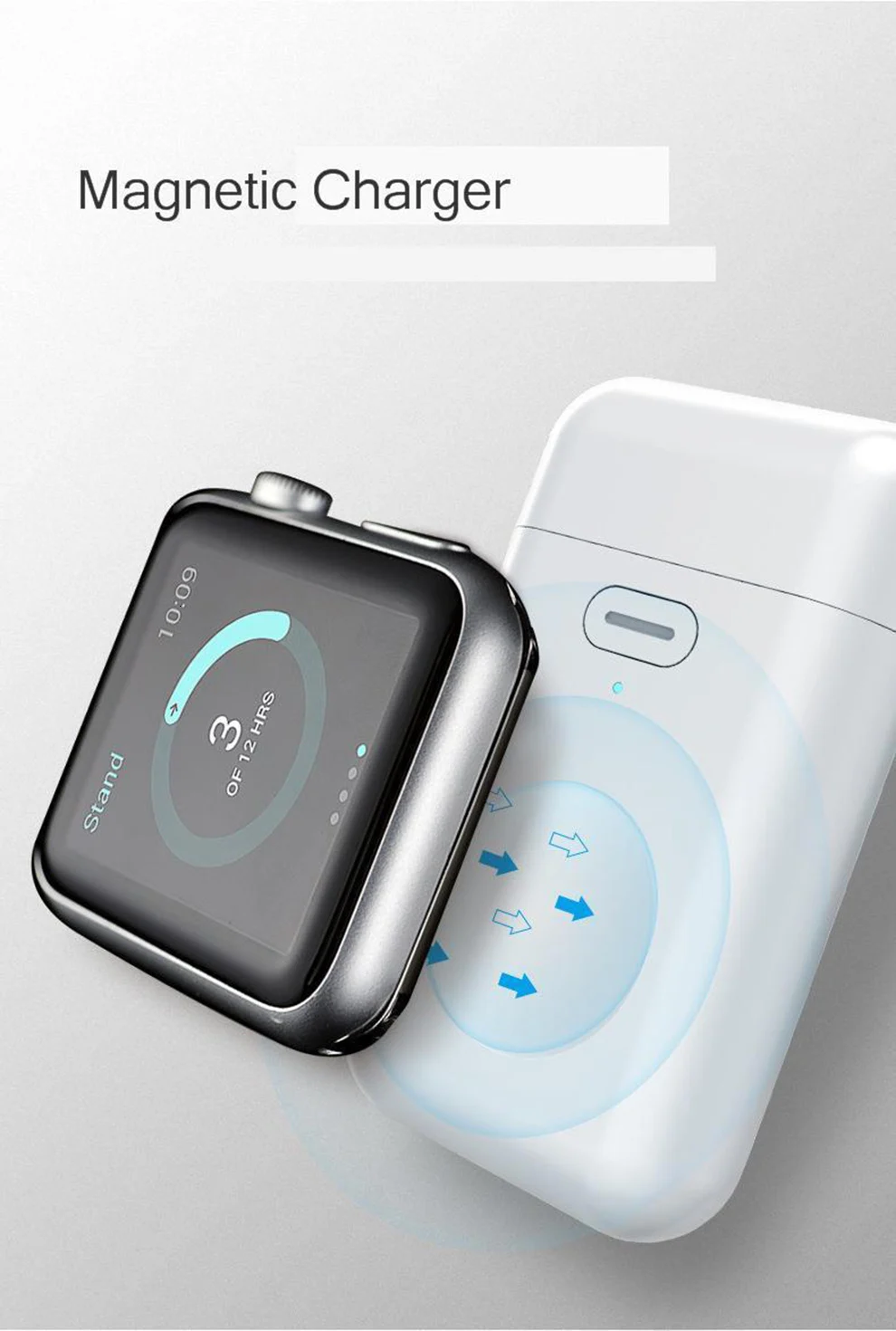 Зарядное устройство для Apple Watch iWatch, 1000 мА/ч, микро USB, 5 В, 1 А, мини зарядное устройство, магнитное Беспроводное зарядное устройство для iWatch 1, 2, 3, 4