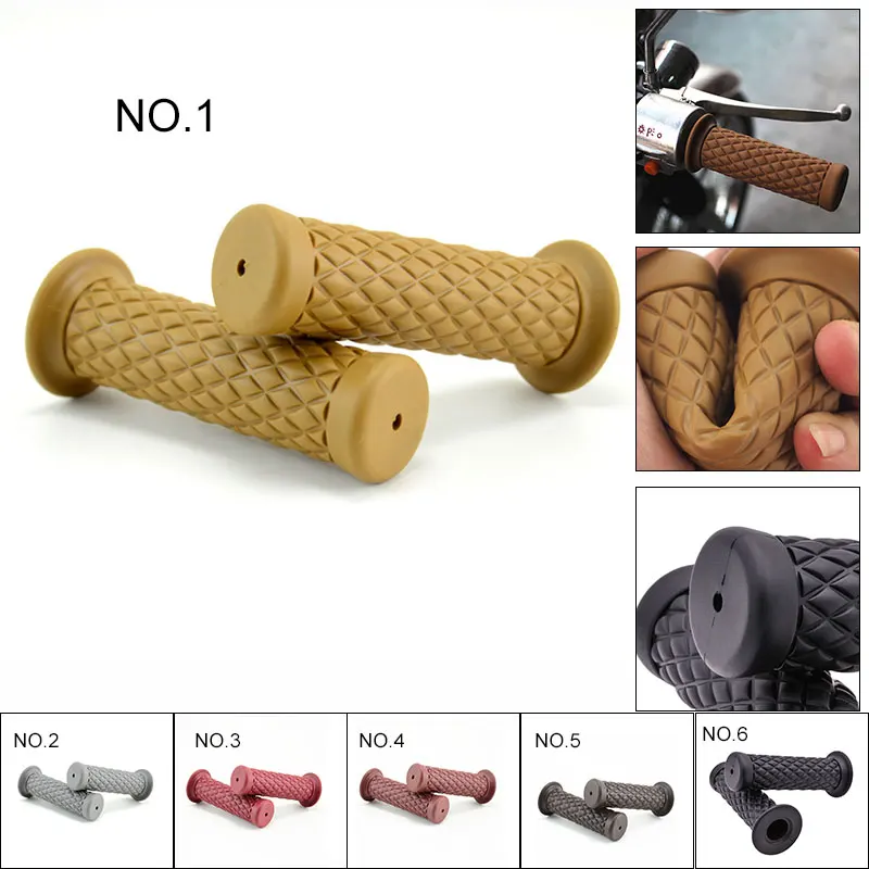 DERI 2pcs Fashion Universal Motorcycle handle grips Vintage PU Rubber Handlebar Hand Grip Bar End For 7/8&quot22mm Biker | Автомобили и