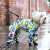dog raincoat waterproof raincoat cartoon reflective raincoat for dog outdoor clothes jacket for small dog pet jumpsuit