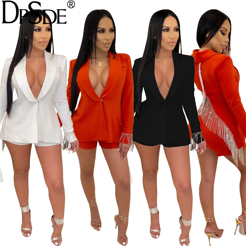 DPSDE белые вечерние сексуальные женские комплекты из двух предметов длинный рукав