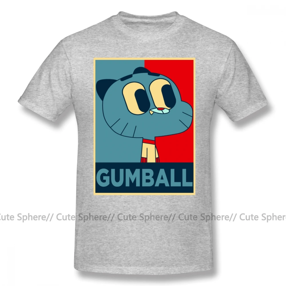 Gumball удивительный мир футболка удивительный мир Gumball 15 футболка с гамболом печатная мужская пляжная хлопковая Футболка 6xl - Цвет: Gray