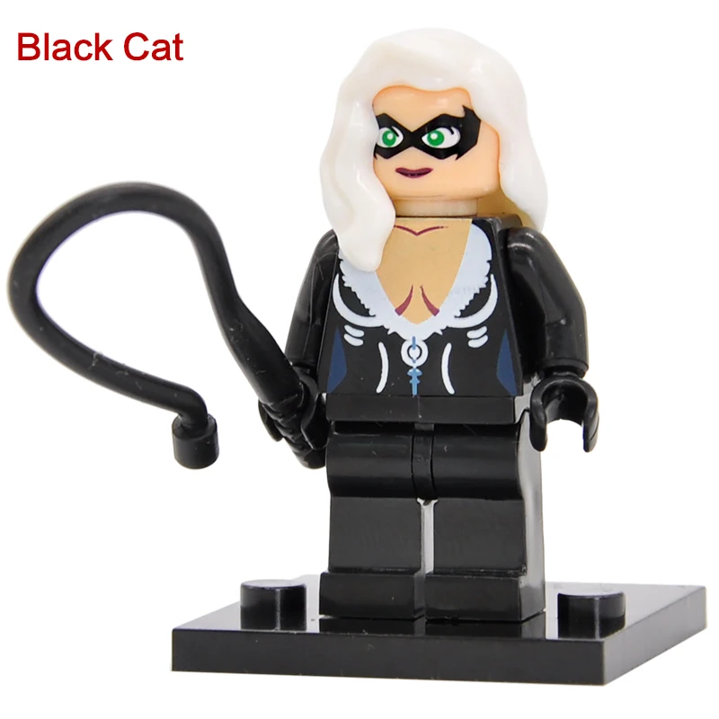 Black Cat Один горячий Супер Герои 500+ горячая фигурка Marvel DC Мстители Дэдпул Звездный огонь Бэтмен Супермен железный человек строительные блоки игрушки - Цвет: Black Cat