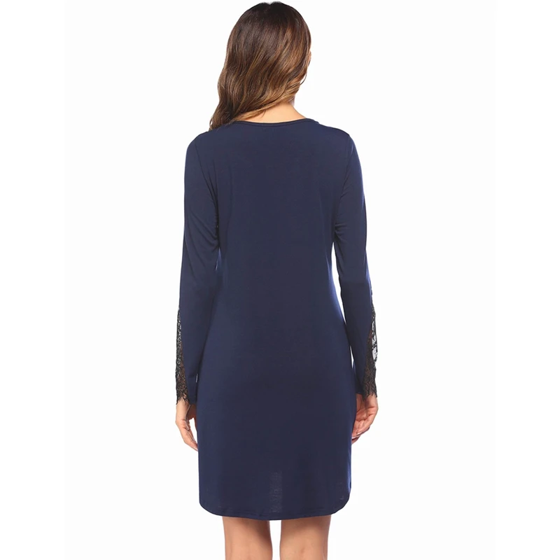 

Ladies New Lace Stitching Solid Color Plus Size Nightgown Women Sleepwear Night Dress Women Sleepwear Sleep Wear Loungewear