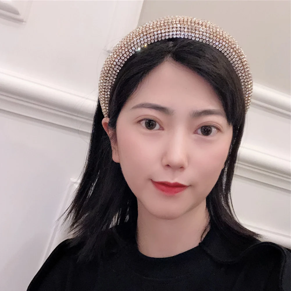 

Ladies Wide Elegant Hoop Elastic Hair Accessories Women Headband Stylish Sparkly Rhinestone Bling Vintage Bejewelled Party Decor