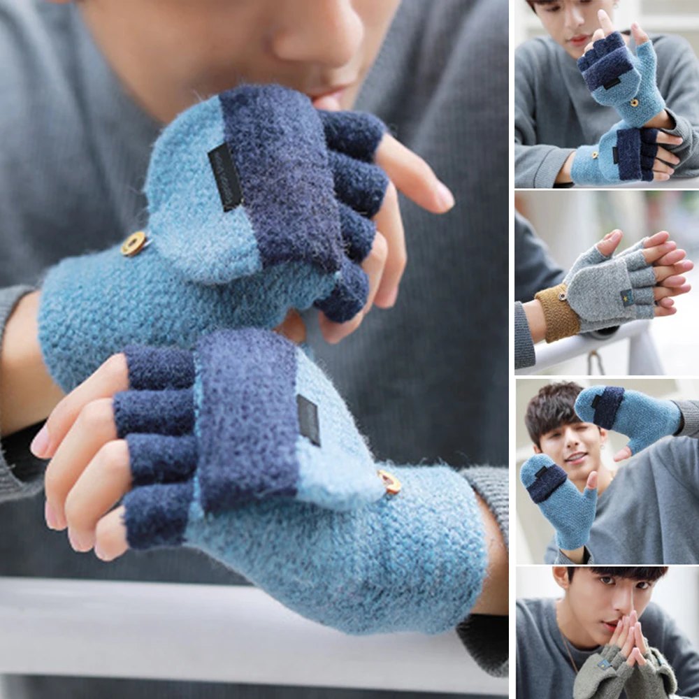 HO KLOSS варежки мужские перчатки без пальцев зимние пара мужчин утолщение