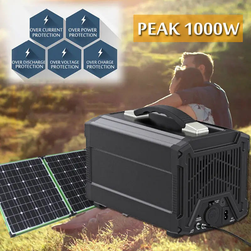 Портативная электростанция Peak 1000 Вт солнечный генератор для кемпинга сипап