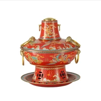 cloisonne hot pot pure brass old beijing hot pot stove pure charcoal hot pot old fashioned home boiled meat enamel copper pot